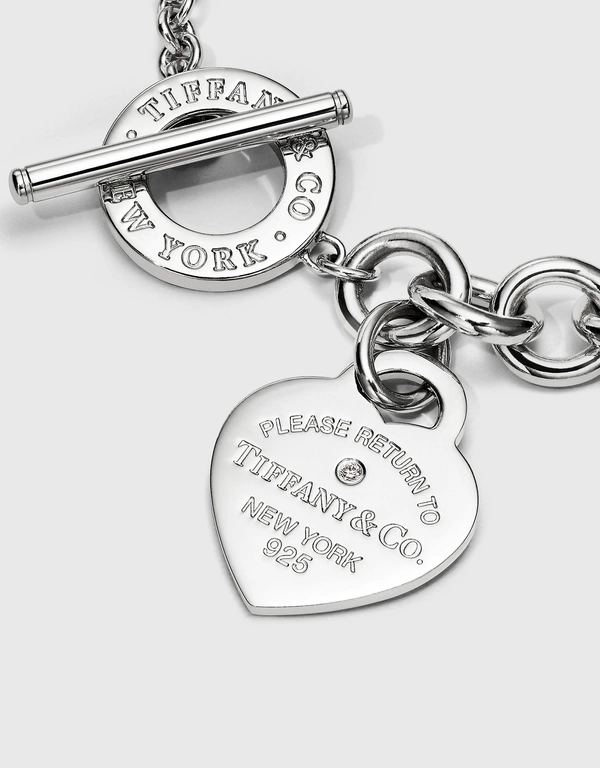 Tiffany & Co. Return To Tiffany Sterling Silver Diamond Heart Tag Toggle Bracelet