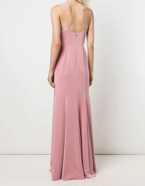 Crema Deep V-Neck Fitted Gown -Rose