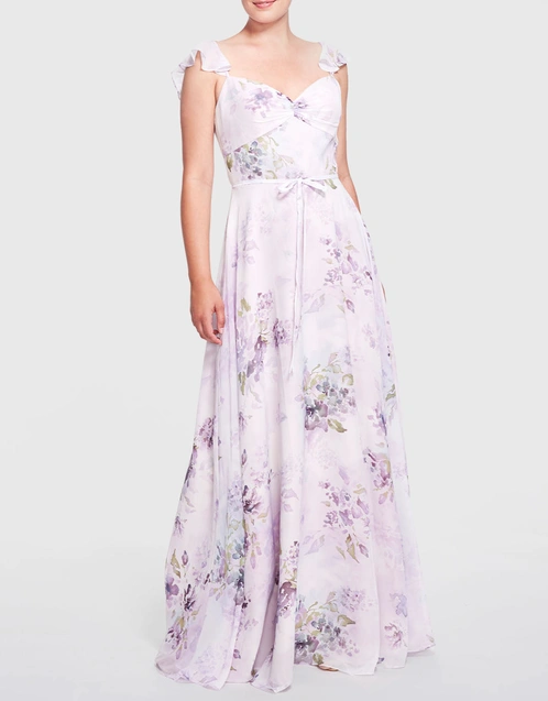 Carolina Herrera Floral Printed Silk Chiffon Short Sleeve Gown - Meghan  Markle Dresses - Meghan's Fashion