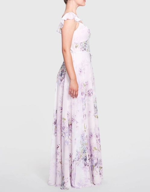 Naples Printed Floral Chiffon Gown