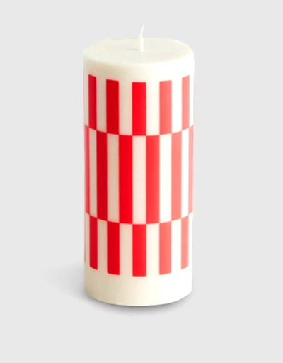 垂直條紋柱形蠟燭-White And Red