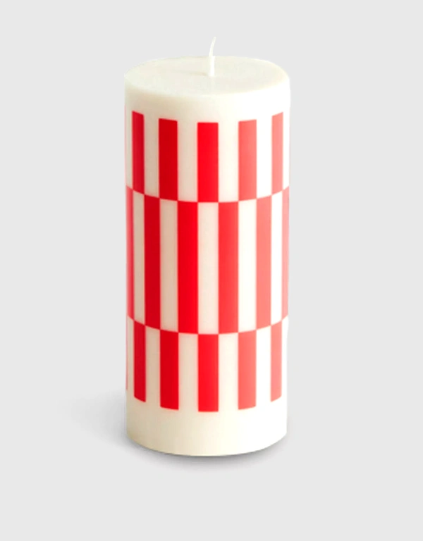HAY Vertical Stripes Column Candle-White And Red