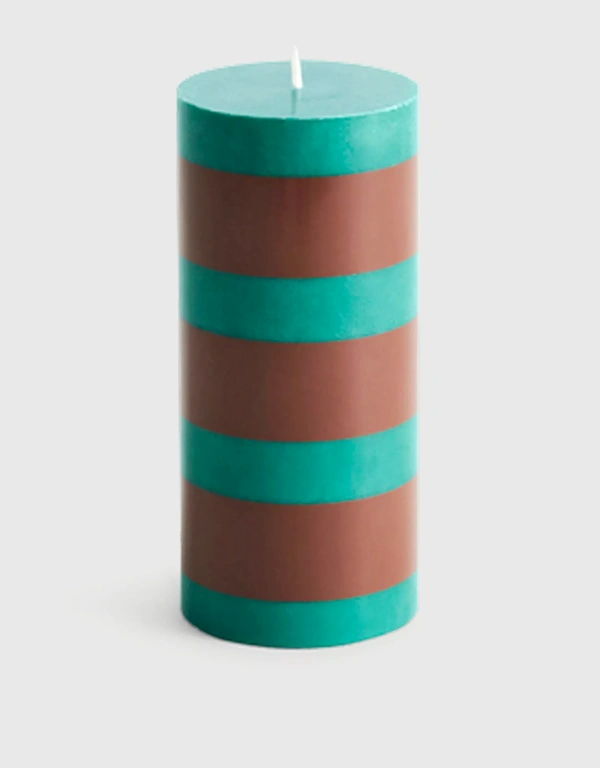 HAY Striped Column Candle-Green And Brown