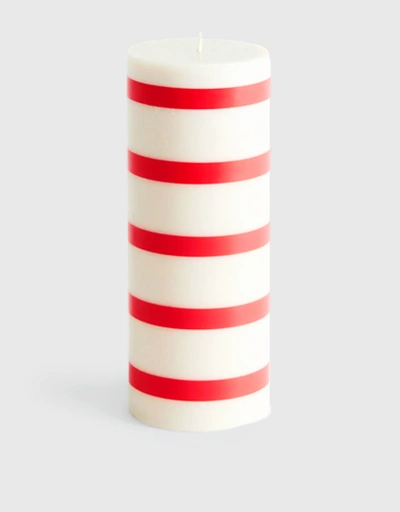 條紋柱形蠟燭-White And Red