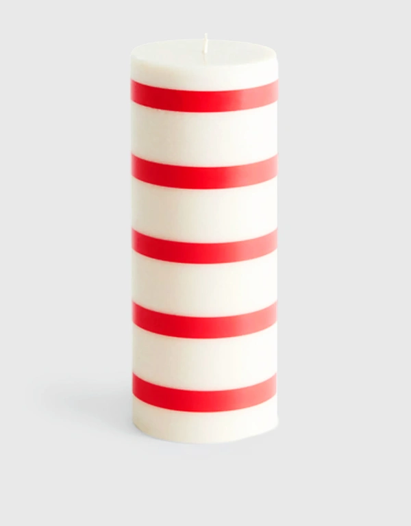 HAY Striped Column Candle-White And Red