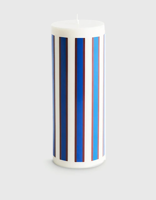 垂直條紋柱形蠟燭-White And Blue
