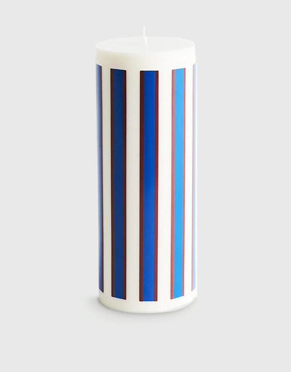 HAY Vertical Stripe Column Candle-White And Blue