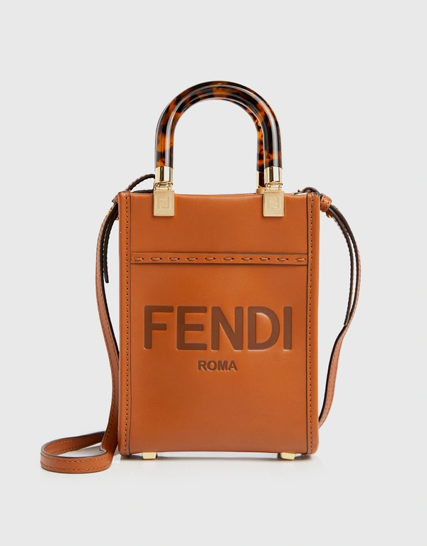 Fendi Sunshine Shopper Mini Leather Shoulder Bag