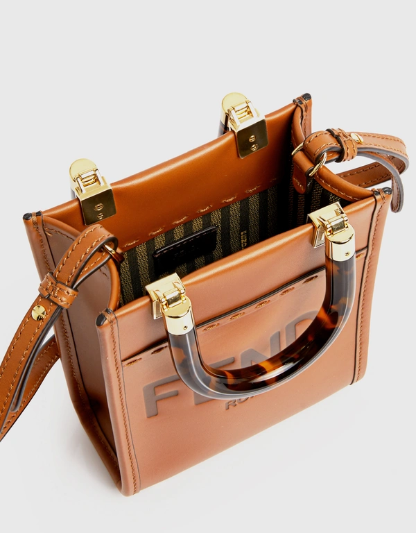 Fendi Sunshine Shopper Mini Leather Shoulder Bag