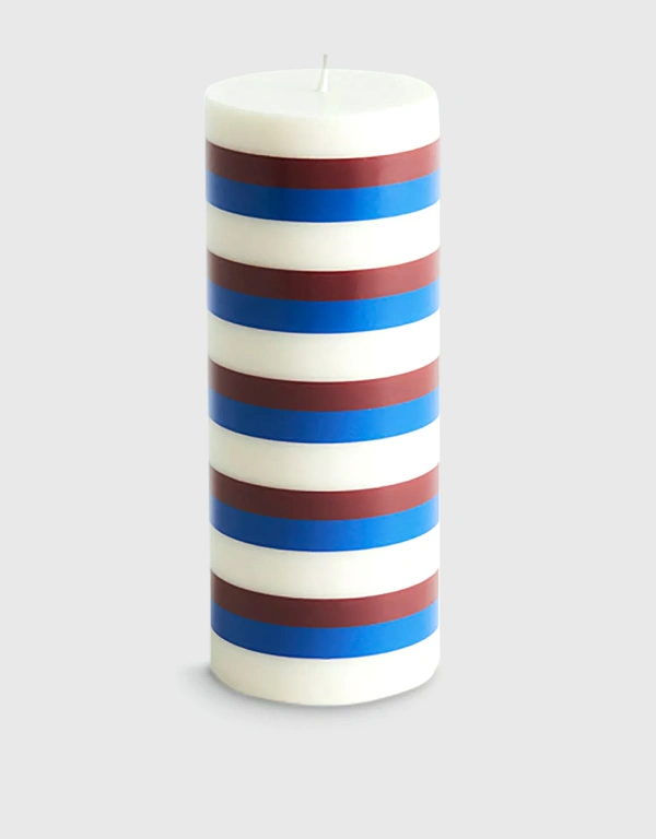 HAY Striped Column Candle-White And Blue