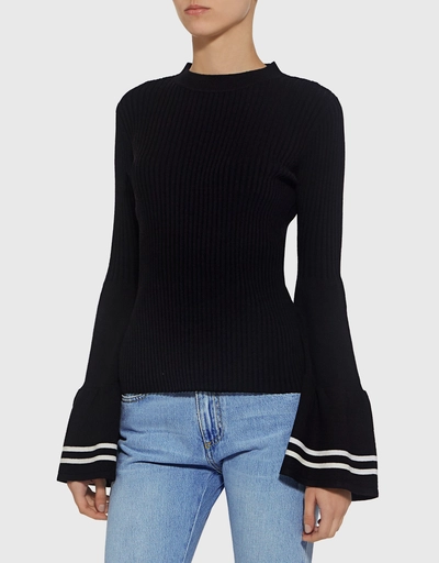 Corinne Tiered Bell Sleeve Striped Sweater