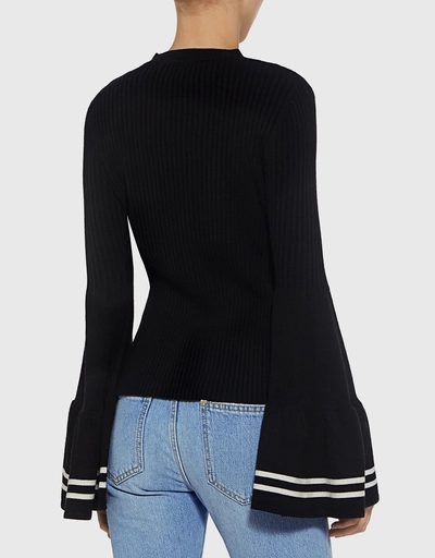 Corinne Tiered Bell Sleeve Striped Sweater