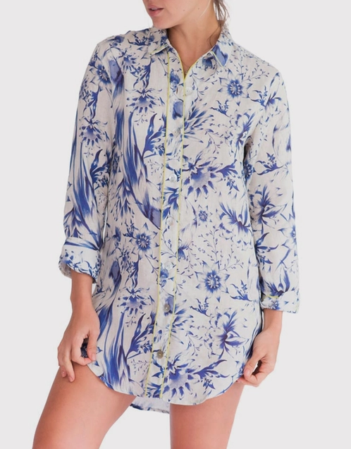Sissy Boyfriend Shirt Pajama-Tropical Paradise Blue