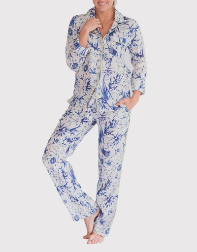 Emma Pajama Set-Tropical Paradise Blue