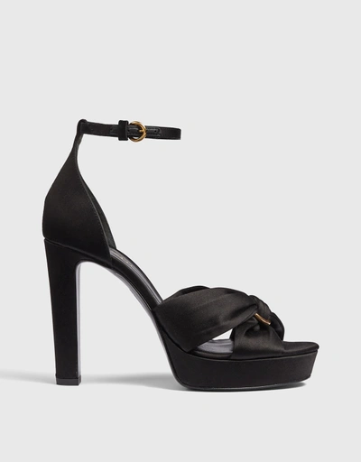 Aysha Satin Platform Sandals -Black