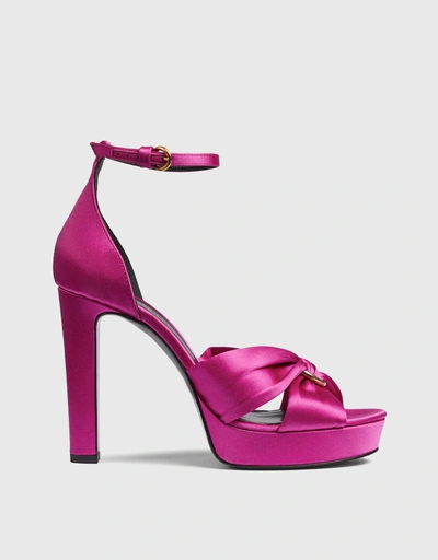 Aysha Satin Platform Sandals -Magenta
