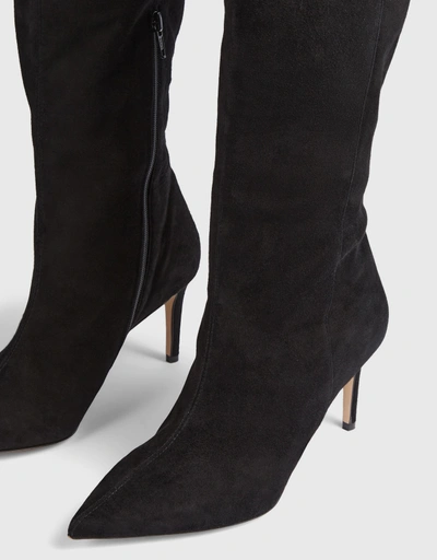 Astrid Black Suede Knee-High Boots