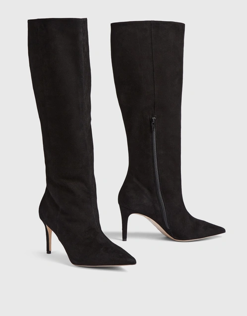 Astrid Black Suede Knee-High Boots