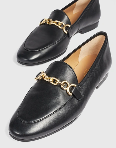 Adalynn Leather Loafers - Black