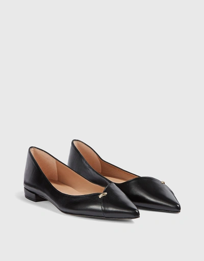 Cally Black Leather Flats