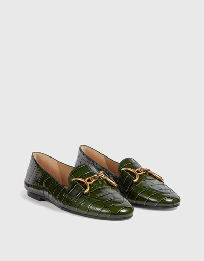 Daphne Croc-Effect Leather Loafers