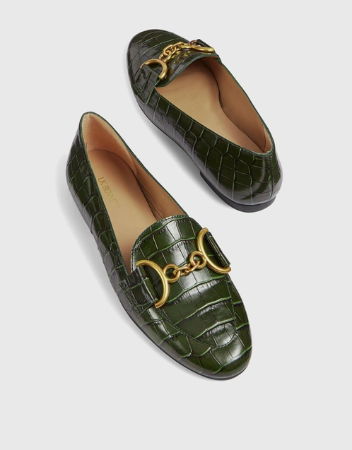 Daphne Croc-Effect Leather Loafers