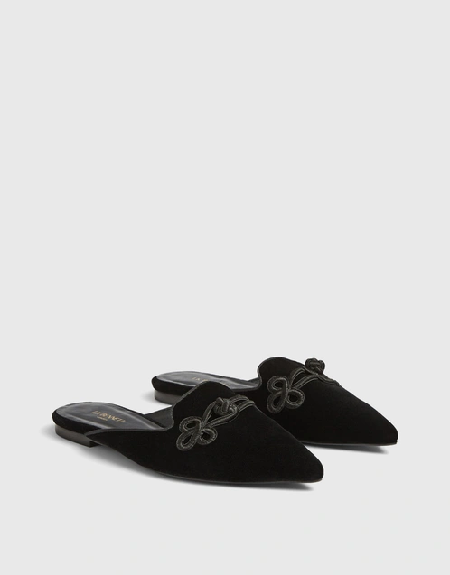 Delta 黑色天鵝絨穆勒鞋