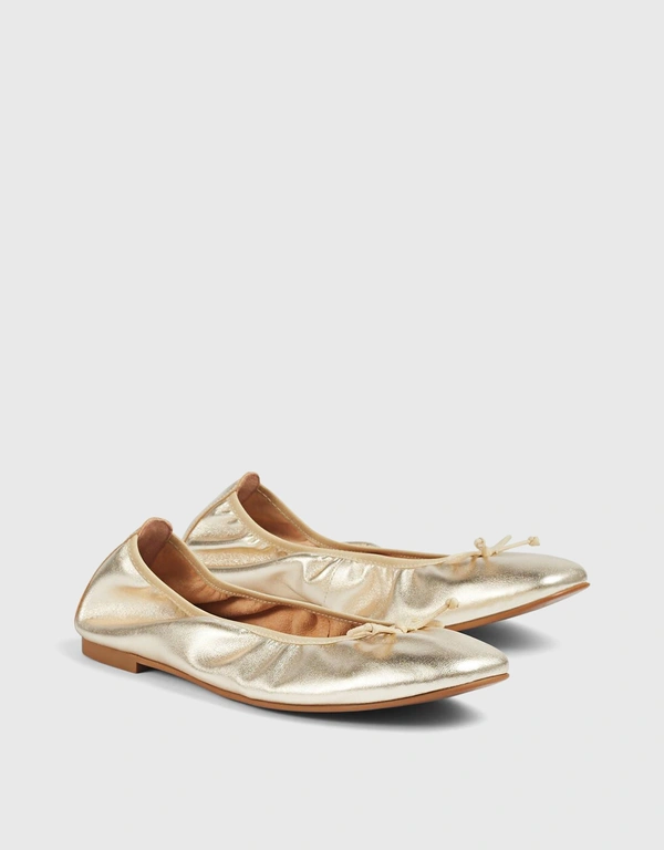 LK Bennett Trilly  Leather Ballet Flats-Champagne