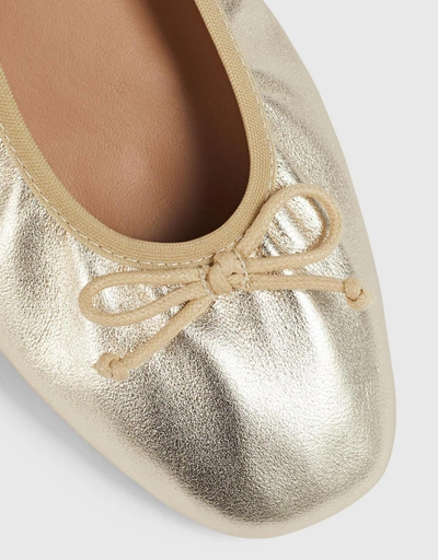 Trilly 皮革芭蕾平底鞋-Champagne