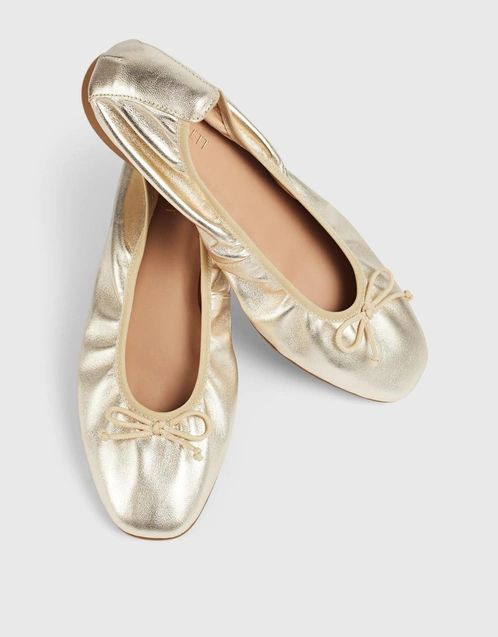 Trilly  Leather Ballet Flats-Champagne