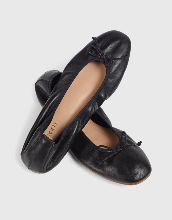 LK Bennett Trilly  Leather Ballet Flats-Black