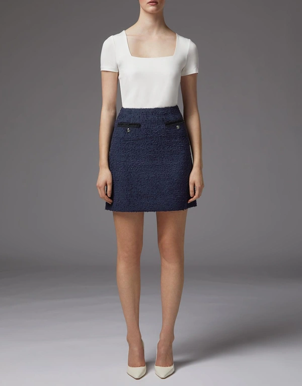 LK Bennett Charlee Tweed Skirt -Navy