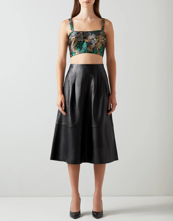 LK Bennett Farrow Leather A-Line Skirt