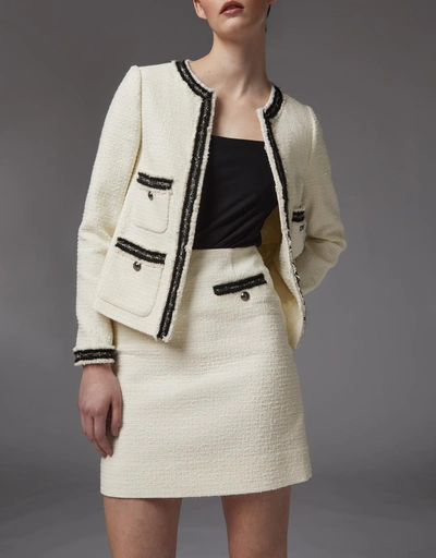 Charlee Recycled Cotton Blend Tweed Jacket -Cream