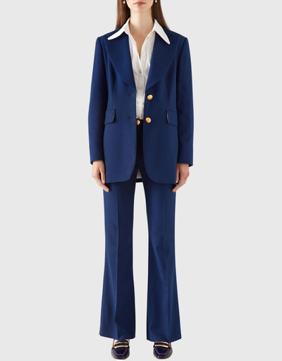 Kennedy海軍藍嫘縈混紡夾克
