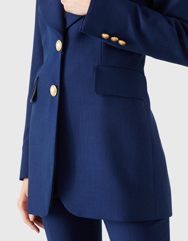 LK Bennett Kennedy 海軍藍人造棉混紡夾克