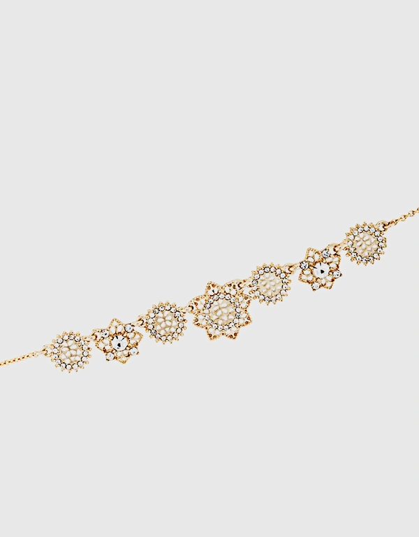 Marchesa Notte Gold Filigree Crystal Encrusted Statement Necklace