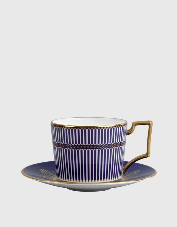 Wedgwood Anthemion 藍色茶杯和茶碟組