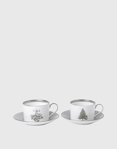 Winter White 茶杯和茶碟2件組