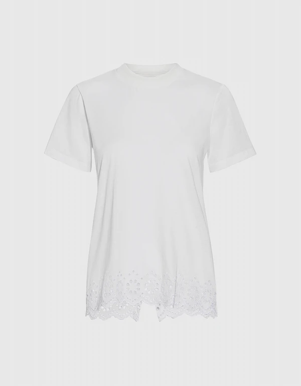 Eyelet Embroidery Crossover Back Tee