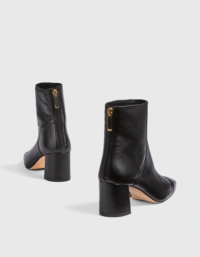 Maxine Black Leather  Ankle Boots