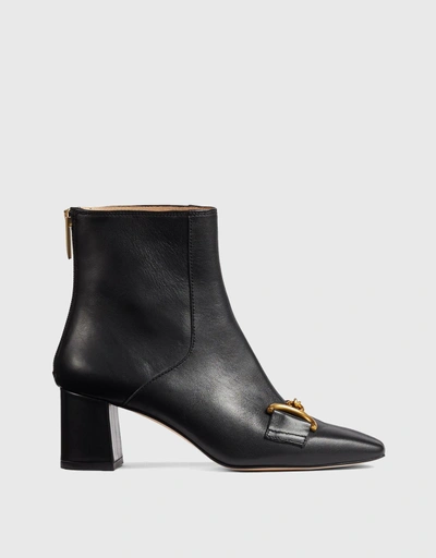 Nadina Black Leather Snaffle Ankle Boots