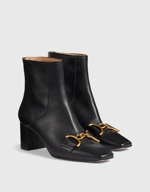 Nadina Black Leather Snaffle Ankle Boots