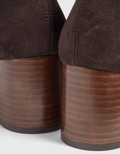 Davina Chocolate Stretch Suede Knee-High Boots