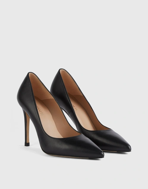 Fern Black Kid Leather Pointed Toe Court Shoes