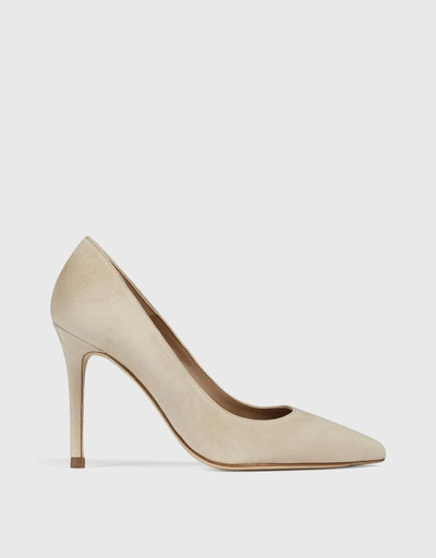 Fern Beige Suede Pointed Toe Court Shoes