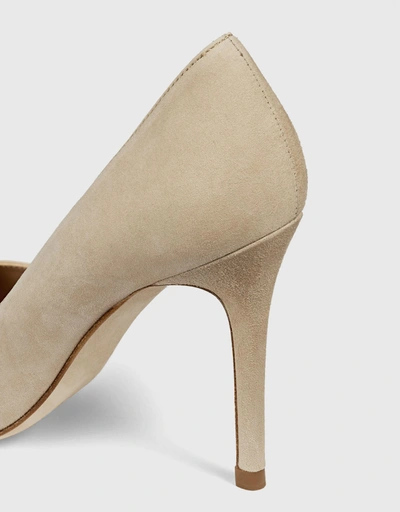 Fern Beige Suede Pointed Toe Court Shoes