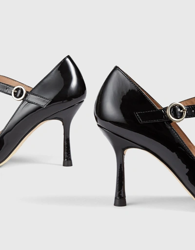 Camille Black Patent Mary-Jane Pumps
