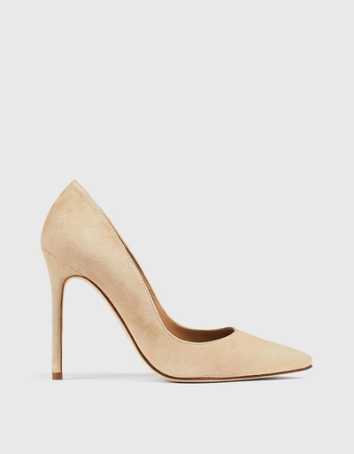 Monroe Beige Suede Pointed Toe Court Shoes