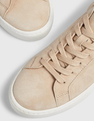 Jasper Suede Lace-Up Trainers  -Beige
